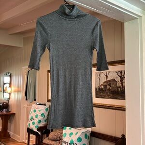 Michael Stars half-sleeve turtleneck in shimmery charcoal